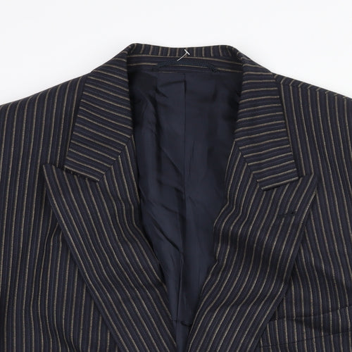 Blacks Mens Blue Striped Viscose Jacket Suit Jacket Size 48 Regular