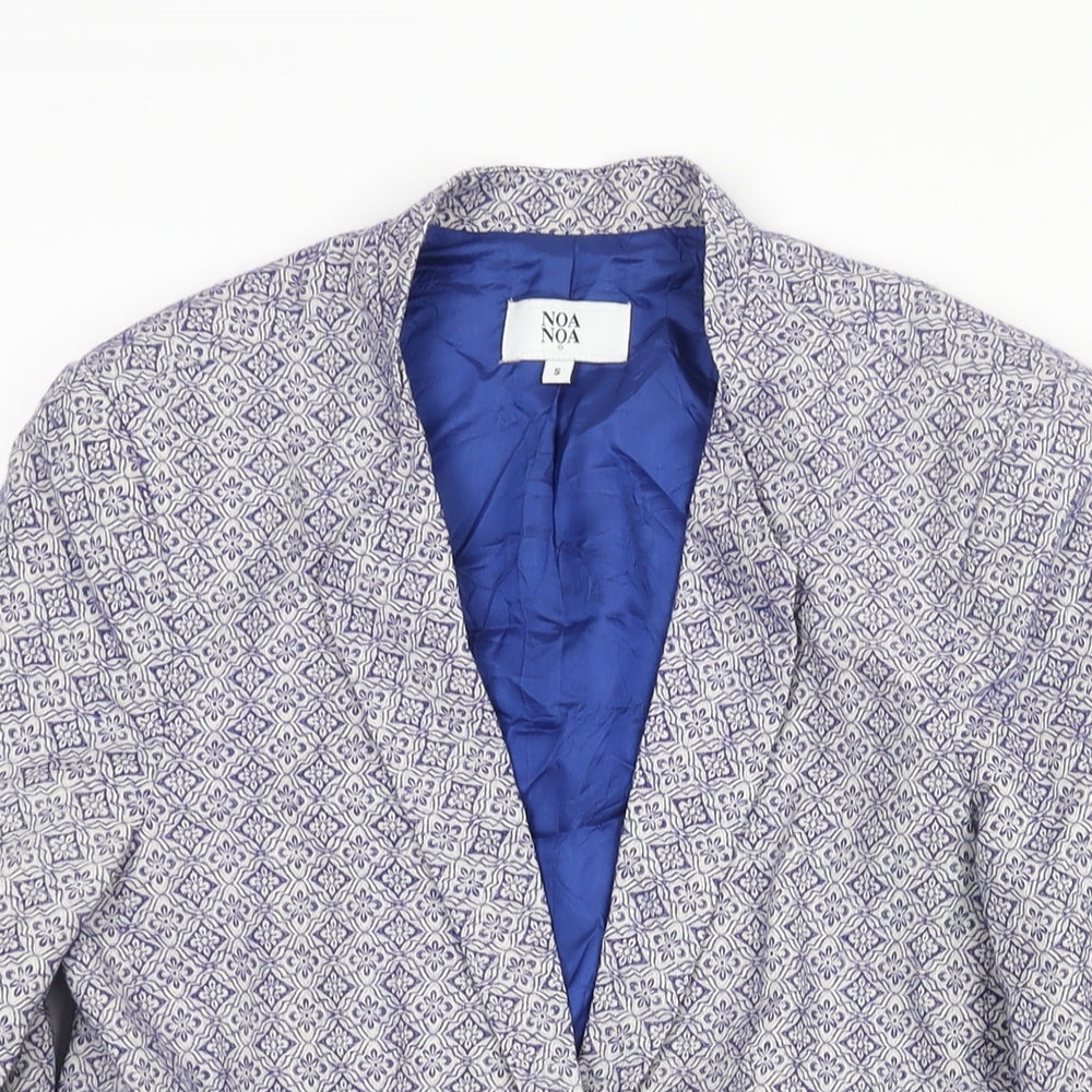 Noa Noa Womens Blue Geometric Jacket Blazer Size S Button