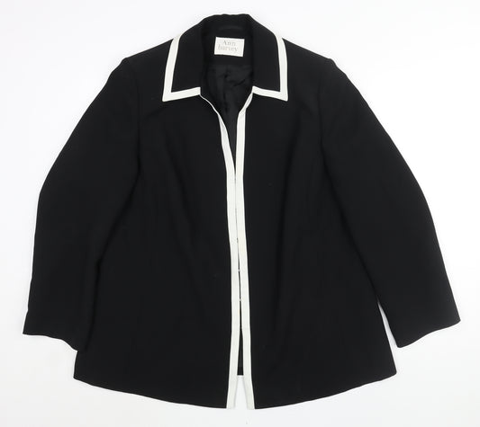 Ann Harvey Womens Black Jacket Size 18 Hook & Eye - Contrast Trim