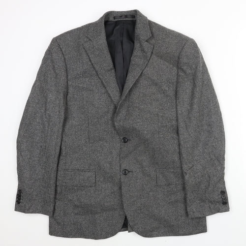 Marks and Spencer Mens Grey Geometric Wool Jacket Suit Jacket Size 38 Regular