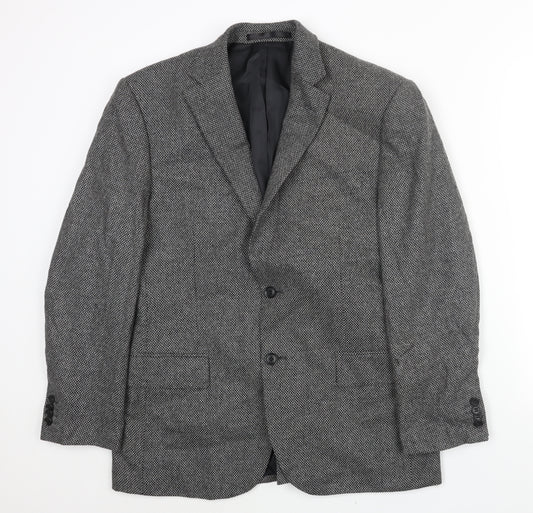 Marks and Spencer Mens Grey Geometric Wool Jacket Suit Jacket Size 38 Regular