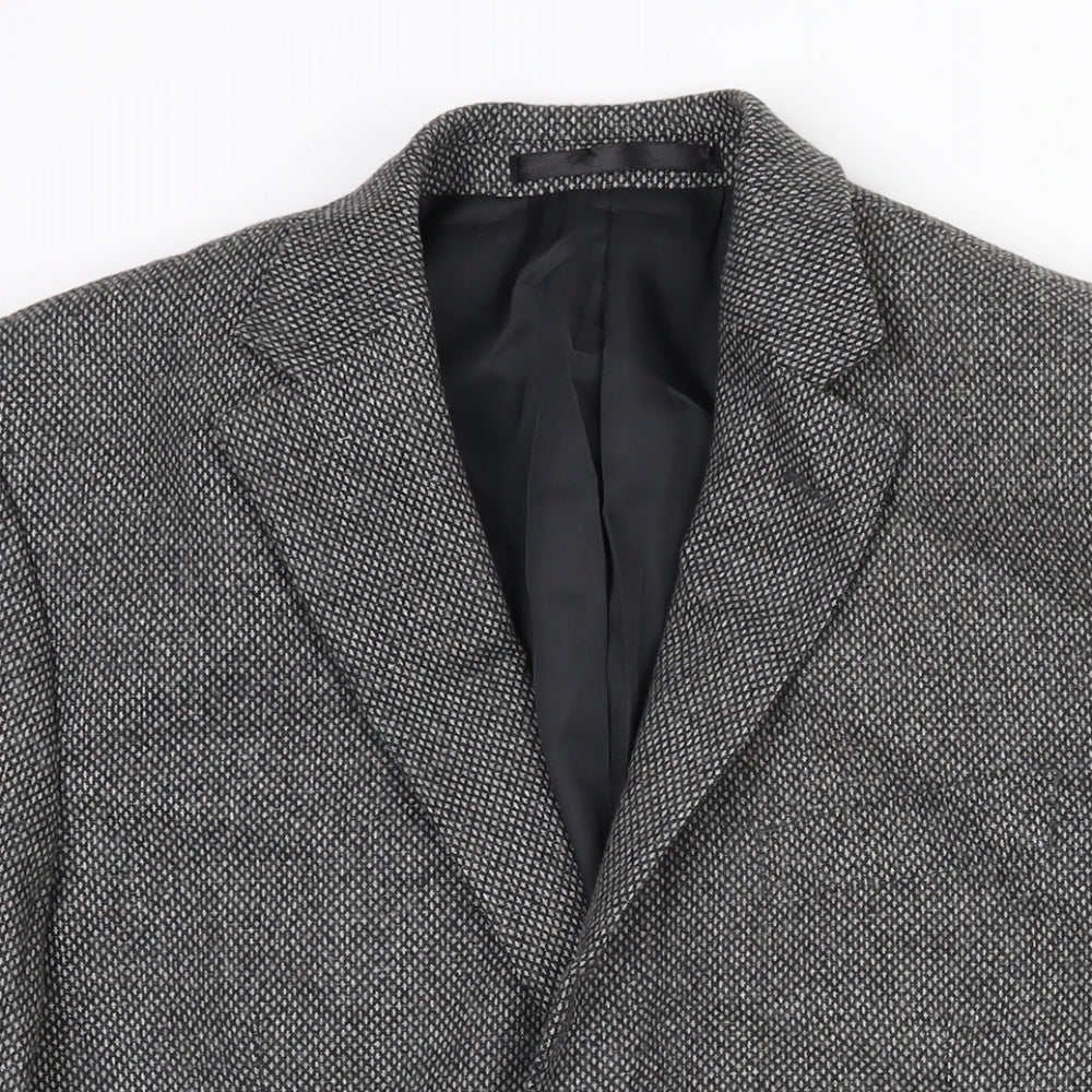 Marks and Spencer Mens Grey Geometric Wool Jacket Suit Jacket Size 38 Regular