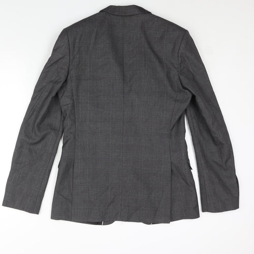 Limehaus Mens Grey Check Polyester Jacket Suit Jacket Size 38 Regular