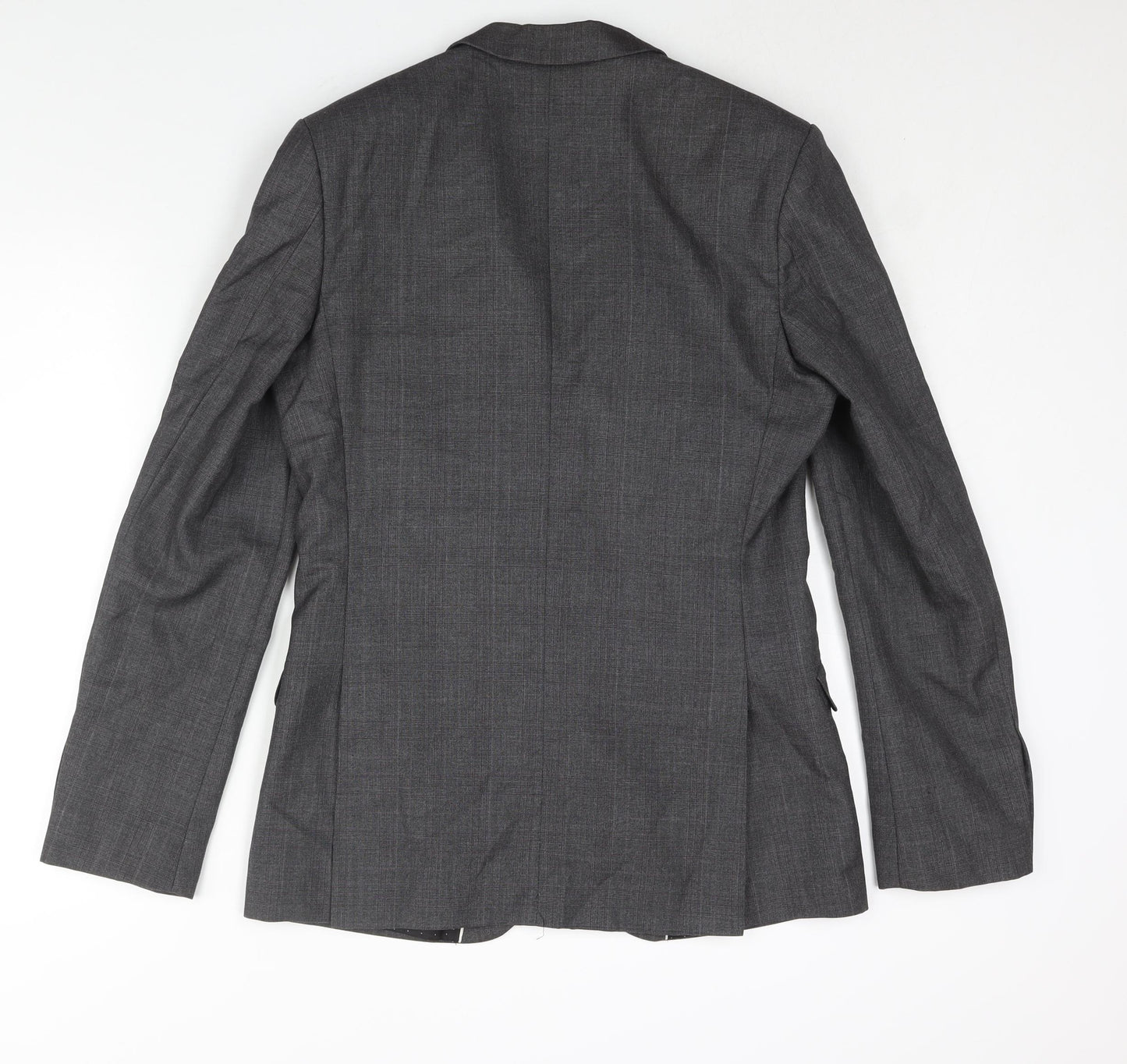 Limehaus Mens Grey Check Polyester Jacket Suit Jacket Size 38 Regular