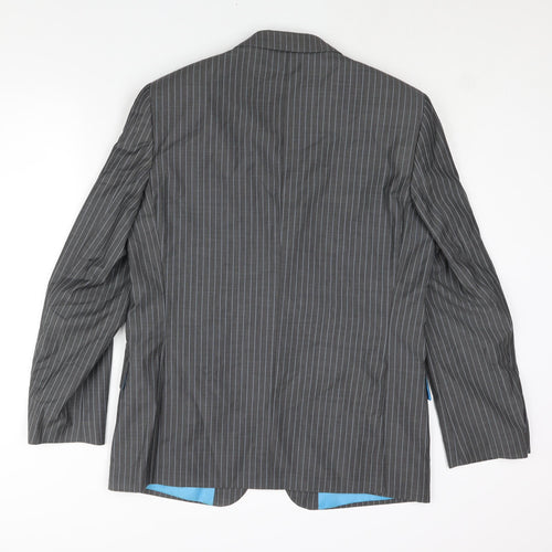 NEXT Mens Grey Striped Wool Jacket Suit Jacket Size 42 Regular