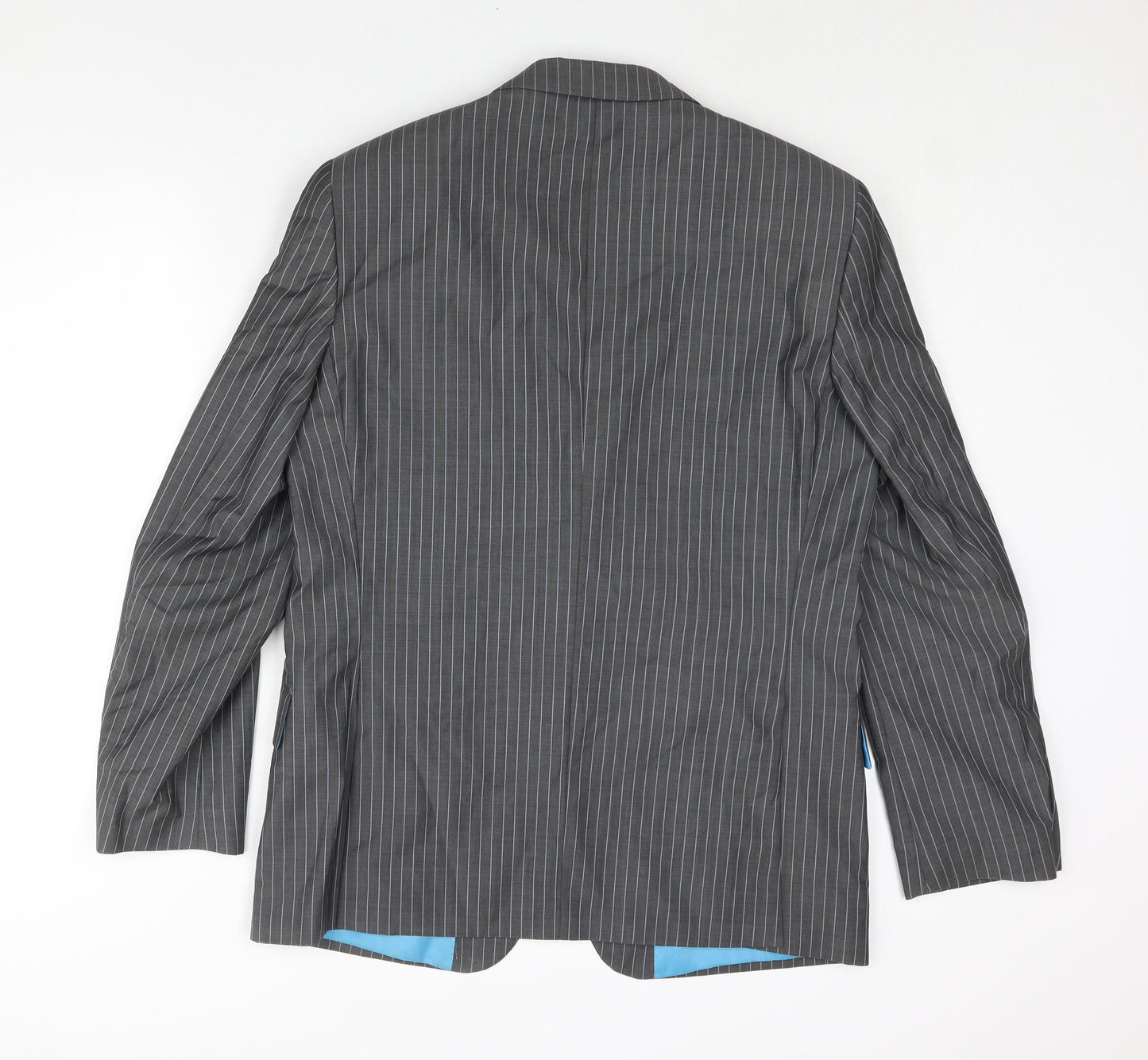 NEXT Mens Grey Striped Wool Jacket Suit Jacket Size 42 Regular