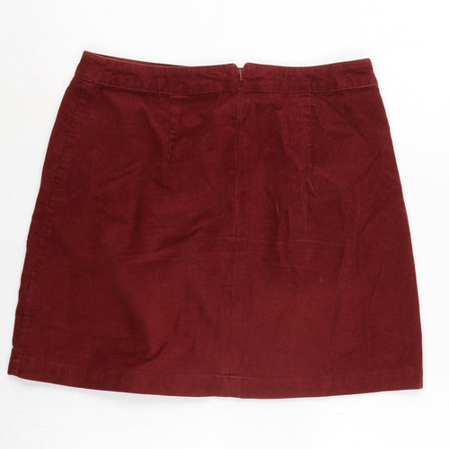 Oasis Womens Red Cotton A-Line Skirt Size 10 Zip