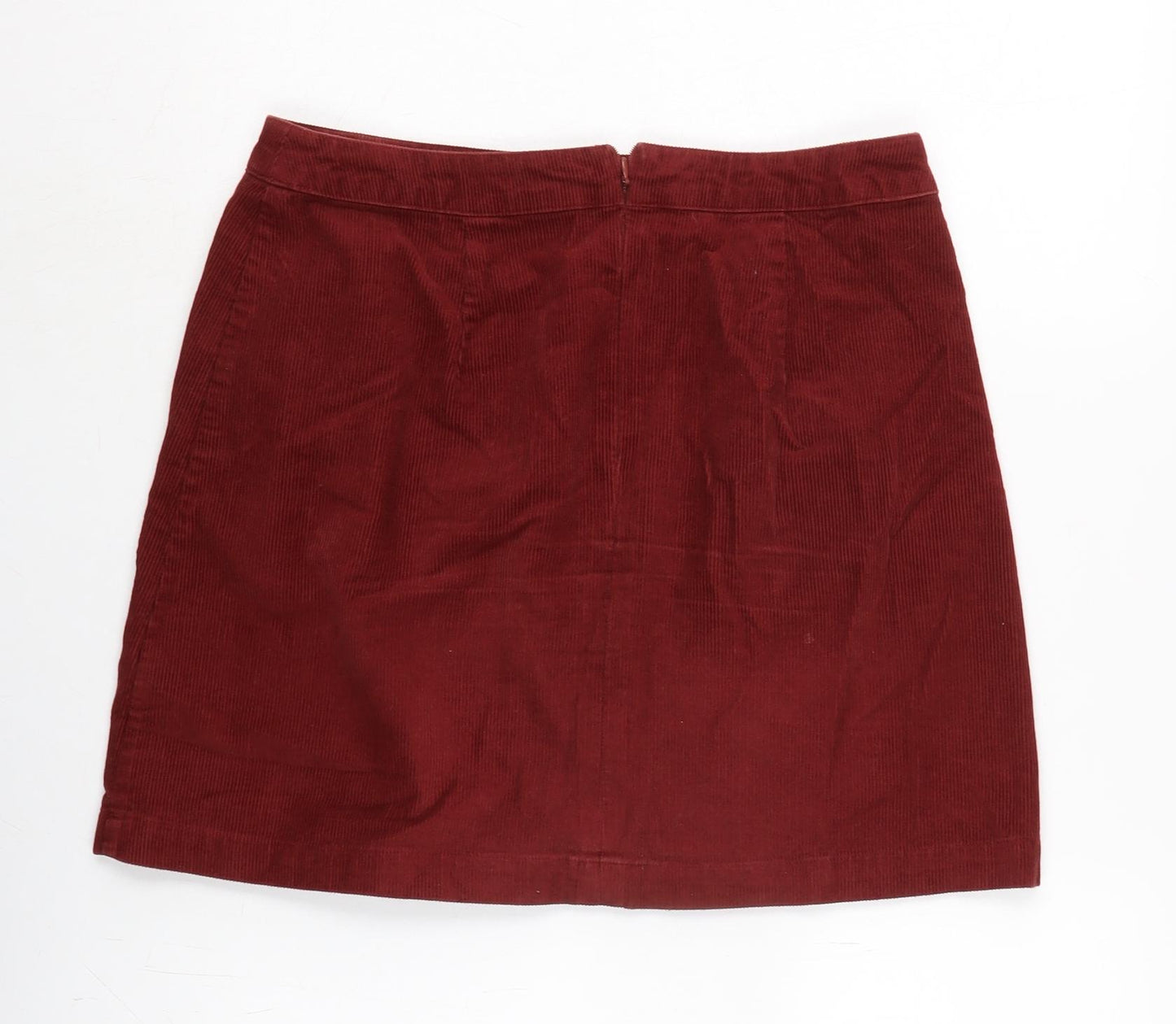 Oasis Womens Red Cotton A-Line Skirt Size 10 Zip