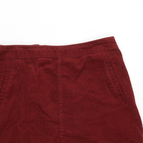 Oasis Womens Red Cotton A-Line Skirt Size 10 Zip