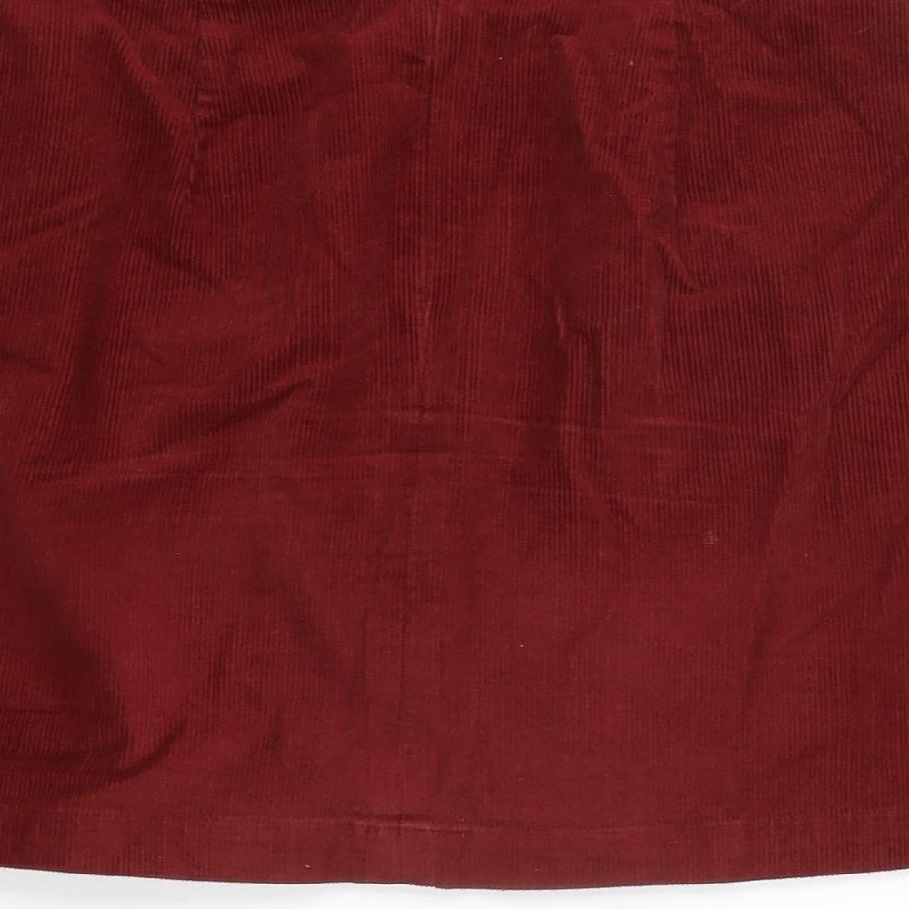 Oasis Womens Red Cotton A-Line Skirt Size 10 Zip