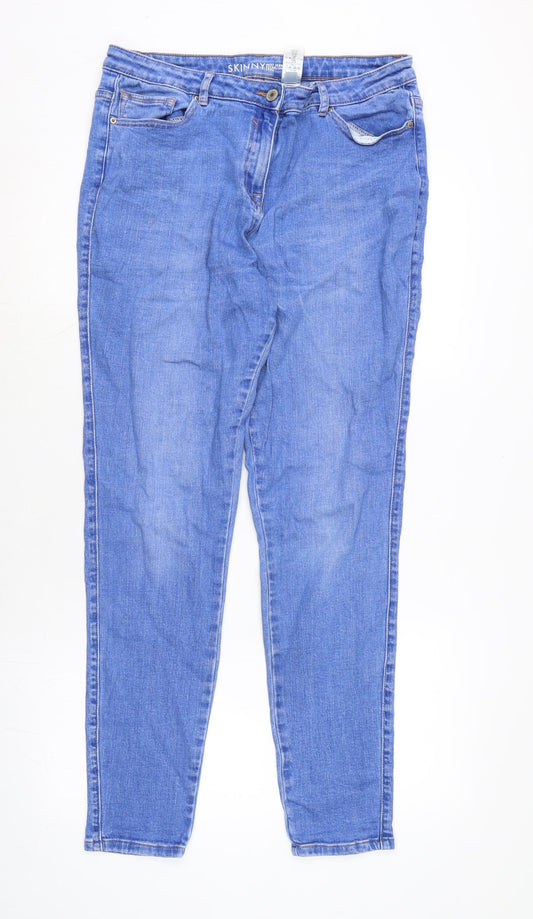 NEXT Womens Blue Cotton Blend Skinny Jeans Size 16 L28.5 in Regular Zip