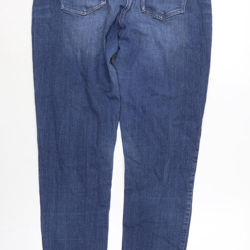 NEXT Womens Blue Cotton Skinny Jeans Size 14 L31 in Regular Zip