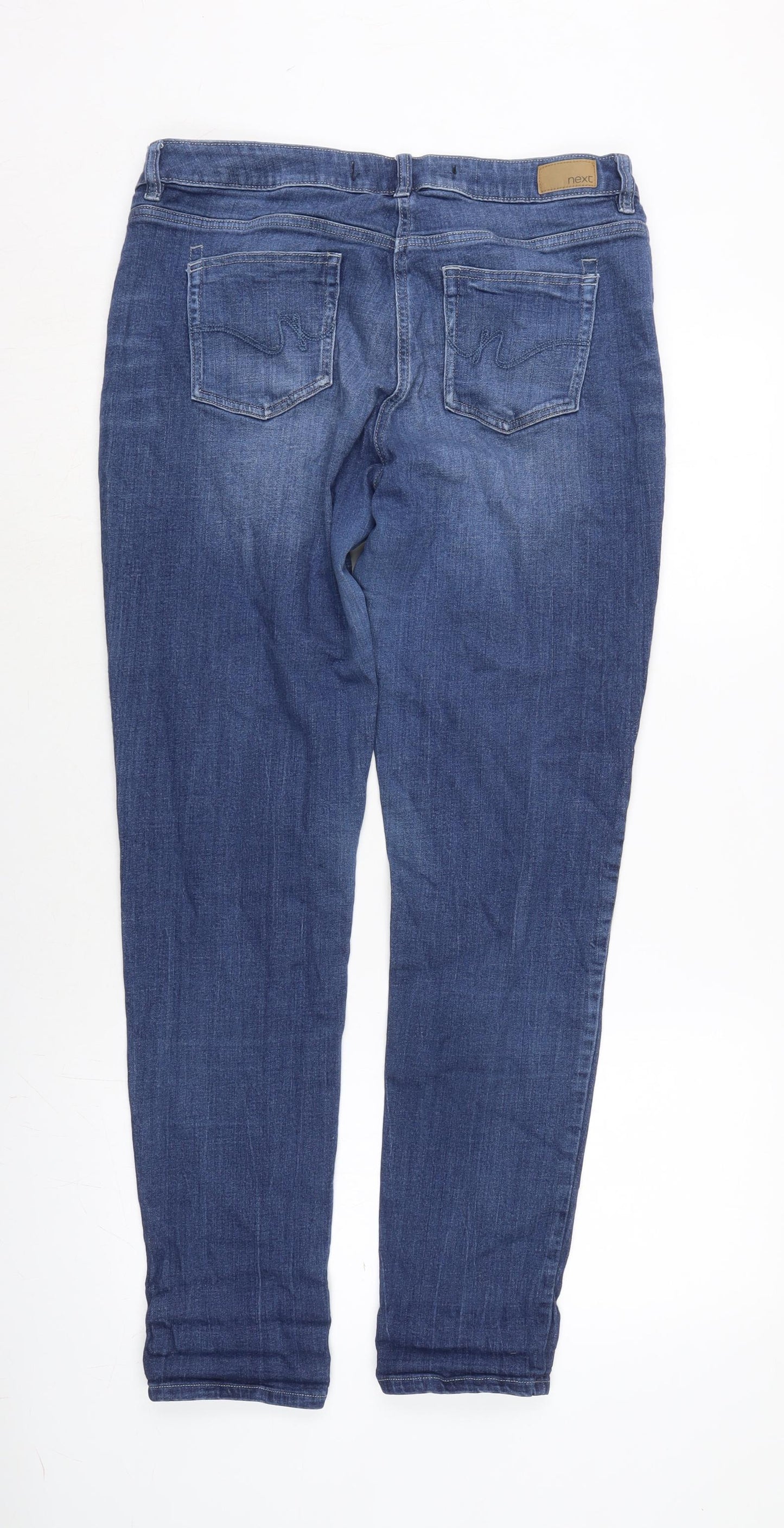 NEXT Womens Blue Cotton Skinny Jeans Size 14 L31 in Regular Zip