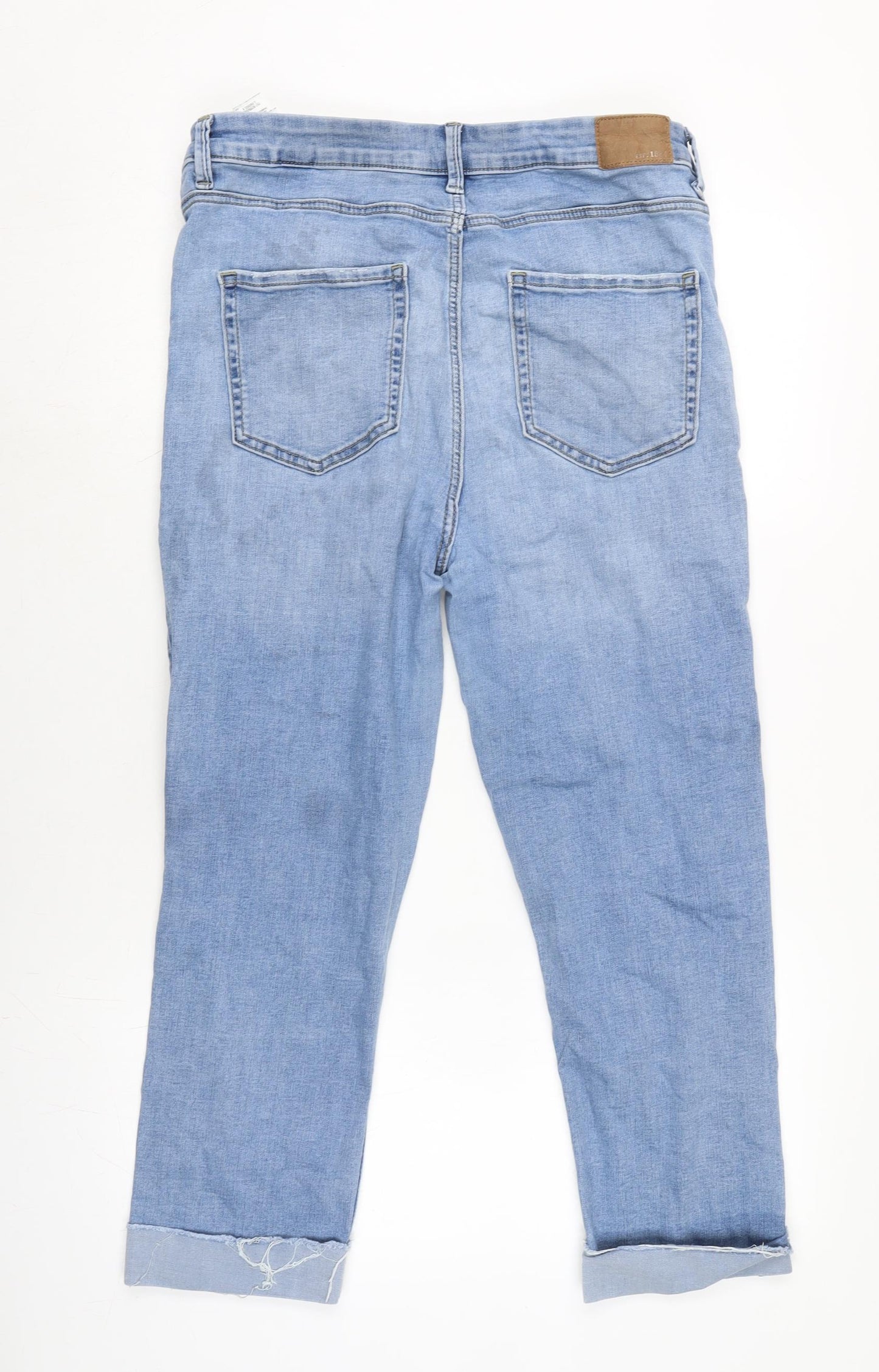 Marks and Spencer Womens Blue Cotton Blend Skinny Jeans Size 16 L23 in Regular Zip