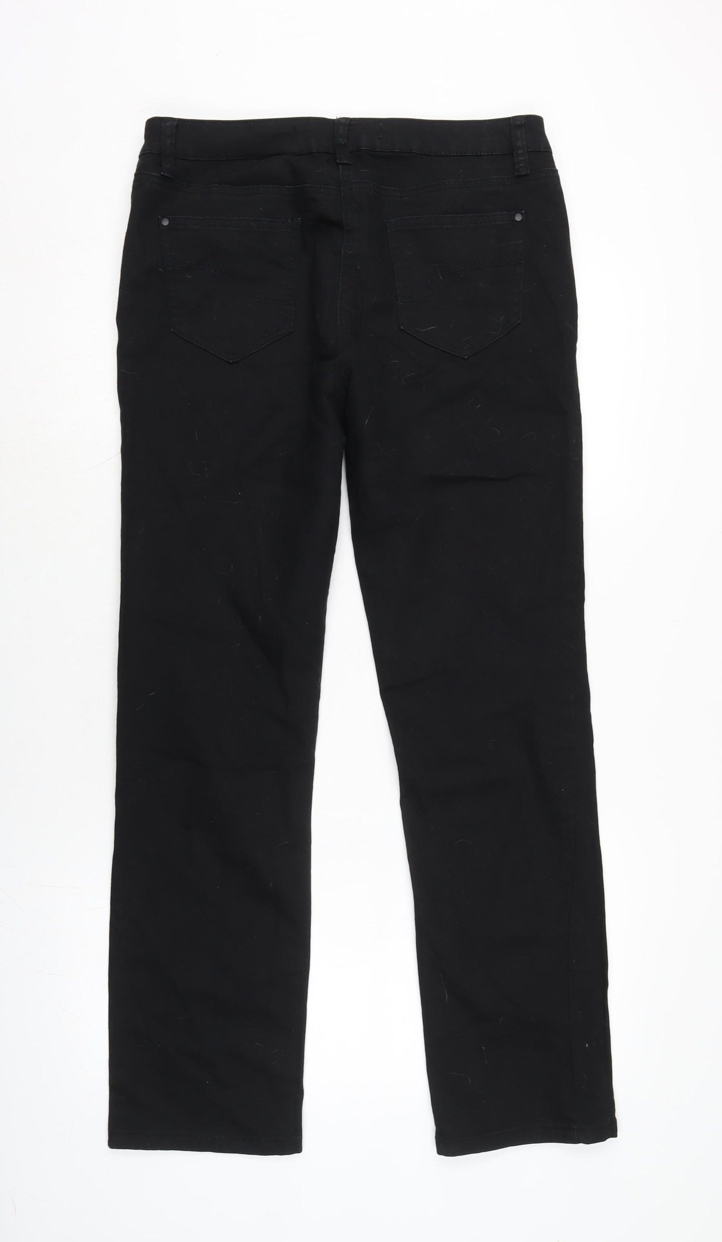 NEXT Womens Black Cotton Blend Skinny Jeans Size 14 L30 in Slim Zip