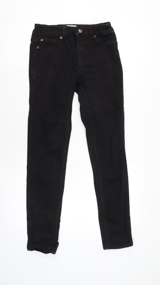 New Look Womens Black Cotton Skinny Jeans Size 6 L27.5 in Regular Zip