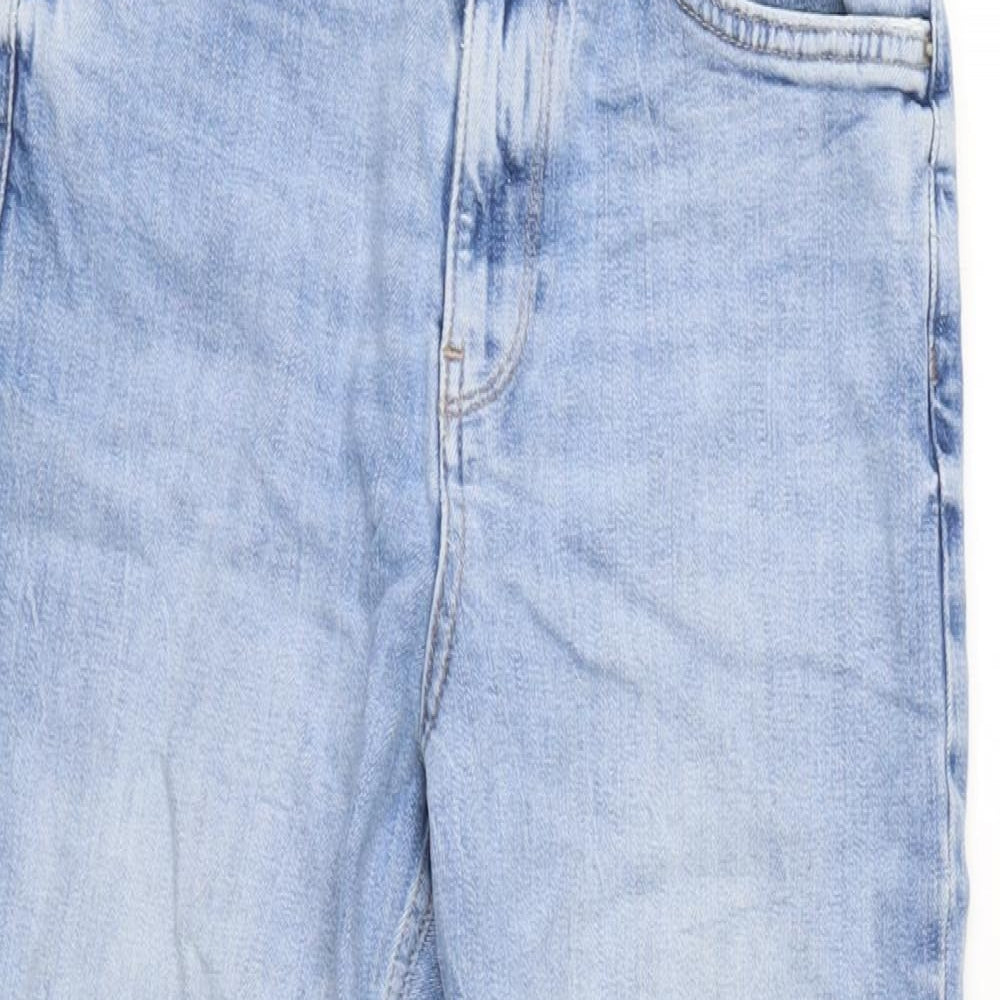 Marks and Spencer Womens Blue Cotton Blend Straight Jeans Size 8 L27 in Regular Zip