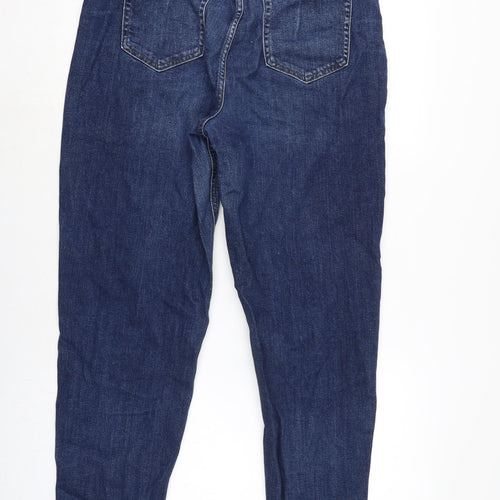 Marks and Spencer Womens Blue Cotton Blend Straight Jeans Size 12 L28.5 in Regular Zip