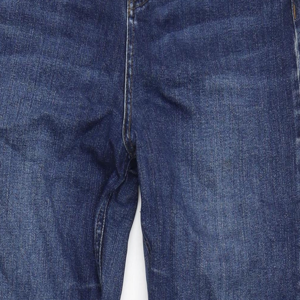 Marks and Spencer Womens Blue Cotton Blend Straight Jeans Size 12 L28.5 in Regular Zip