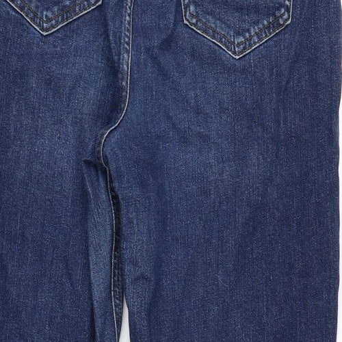 Marks and Spencer Womens Blue Cotton Blend Straight Jeans Size 12 L28.5 in Regular Zip