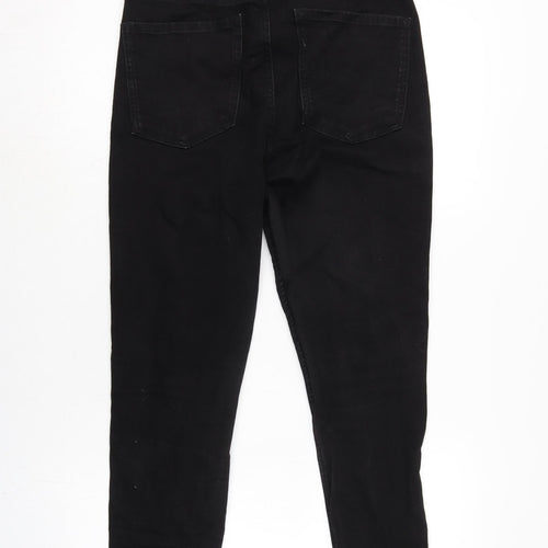 Marks and Spencer Womens Black Cotton Blend Skinny Jeans Size 16 L26 in Regular Zip