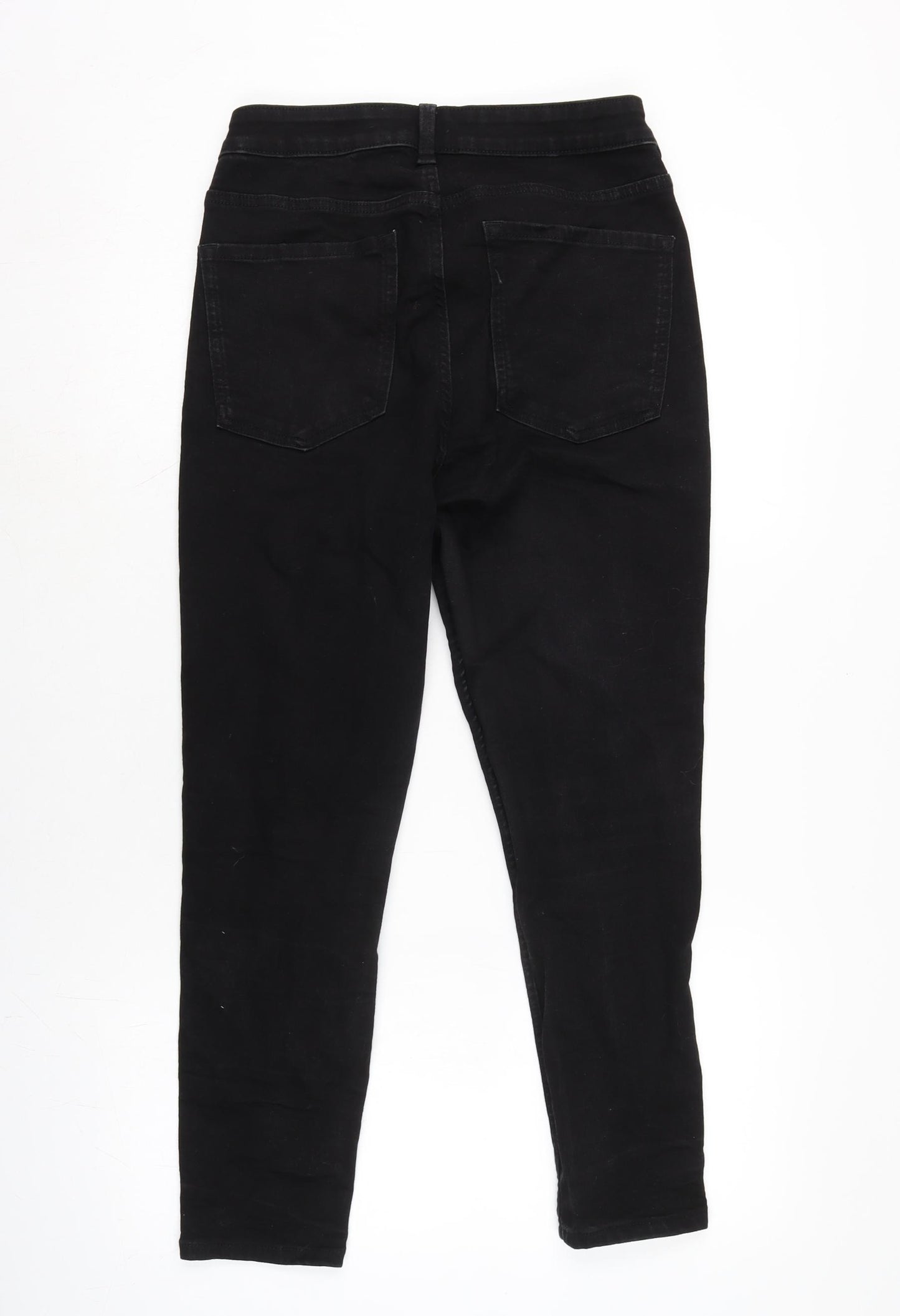 Marks and Spencer Womens Black Cotton Blend Skinny Jeans Size 16 L26 in Regular Zip