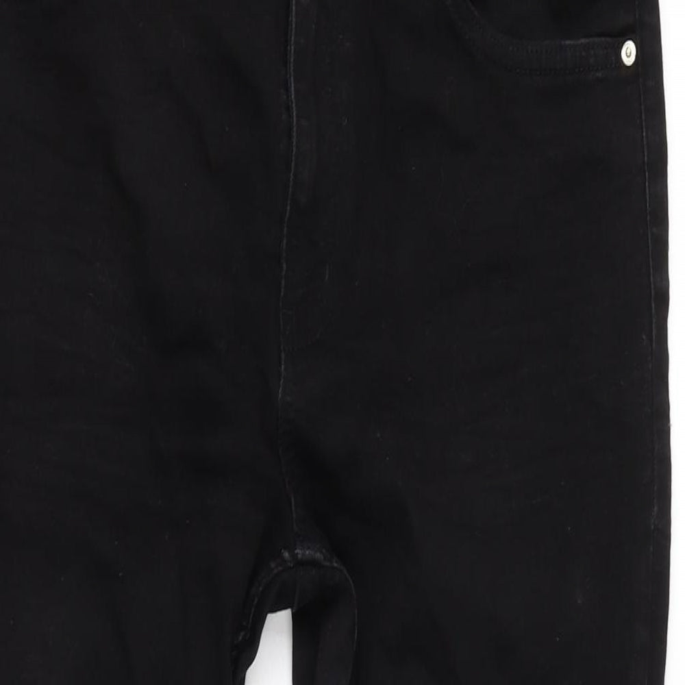 Marks and Spencer Womens Black Cotton Blend Skinny Jeans Size 16 L26 in Regular Zip