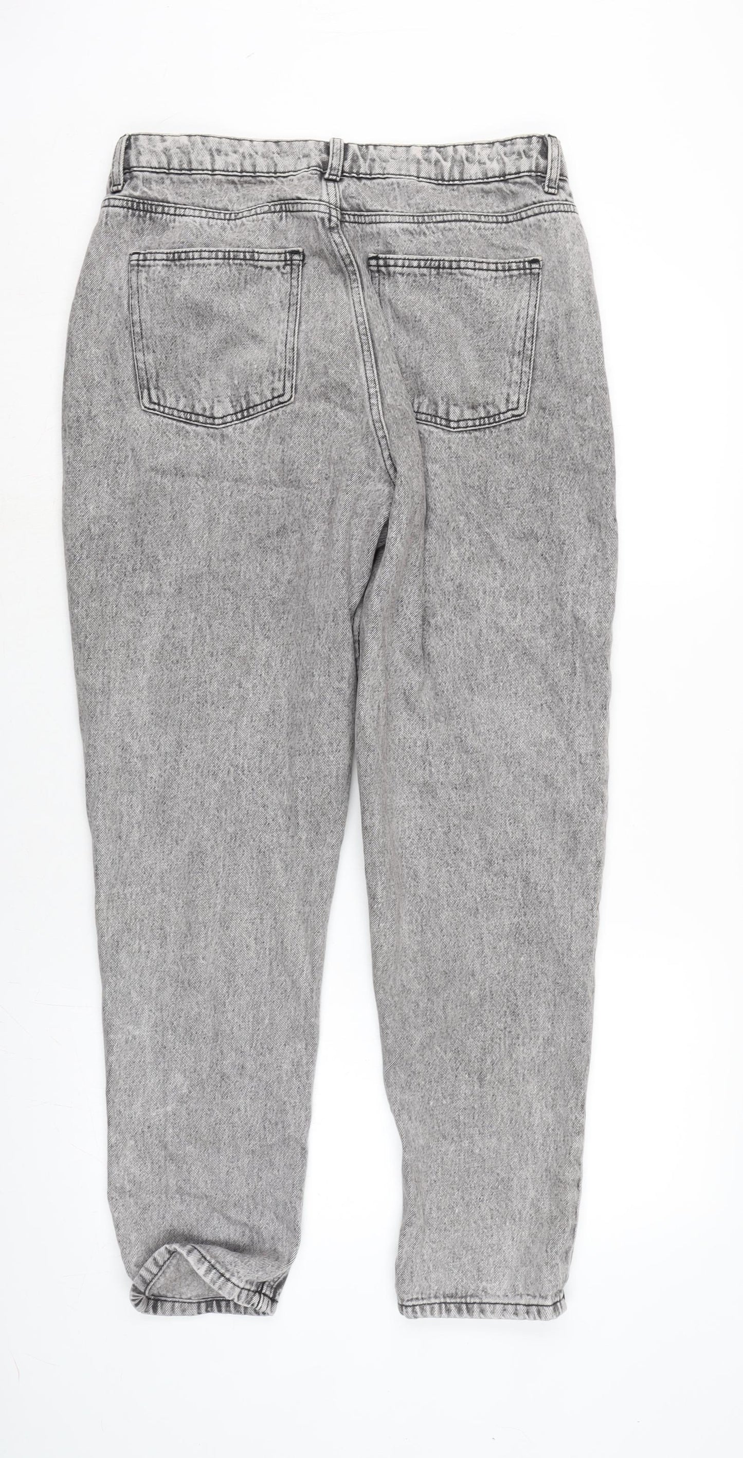 Denim & Co. Womens Grey Cotton Straight Jeans Size 14 L28.5 in Regular Zip