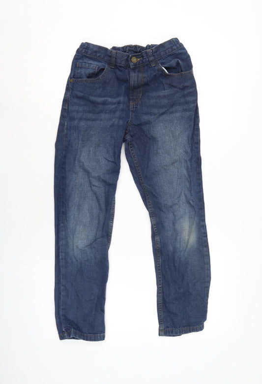 F&F Boys Blue Cotton Bootcut Jeans Size 10-11 Years L23 in Extra-Slim Zip