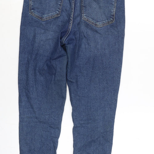 New Look Womens Blue Cotton Blend Tapered Jeans Size 10 L25 in Regular Zip - Raw Hem