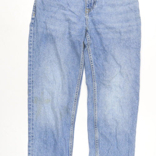 Mango Womens Blue Cotton Straight Jeans Size 8 L28 in Regular Zip