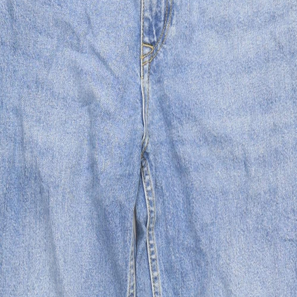 Mango Womens Blue Cotton Straight Jeans Size 8 L28 in Regular Zip