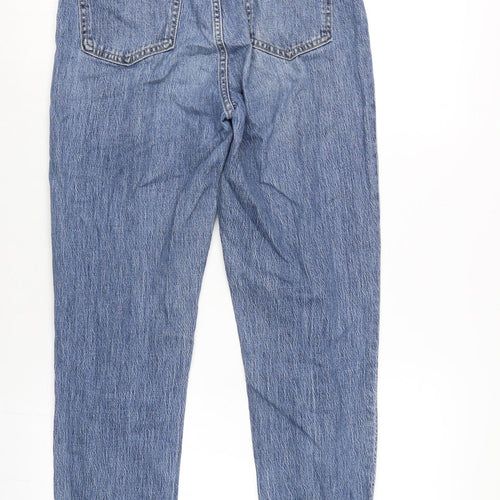 H&M Womens Blue Cotton Blend Straight Jeans Size 8 L26 in Regular Zip