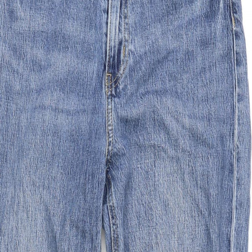 H&M Womens Blue Cotton Blend Straight Jeans Size 8 L26 in Regular Zip