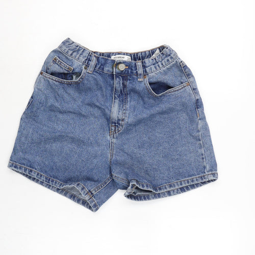 Pull&Bear Womens Blue Cotton Basic Shorts Size 8 Regular Zip