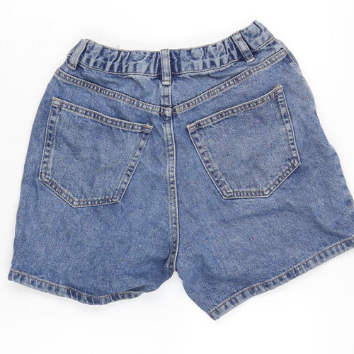 Pull&Bear Womens Blue Cotton Basic Shorts Size 8 Regular Zip