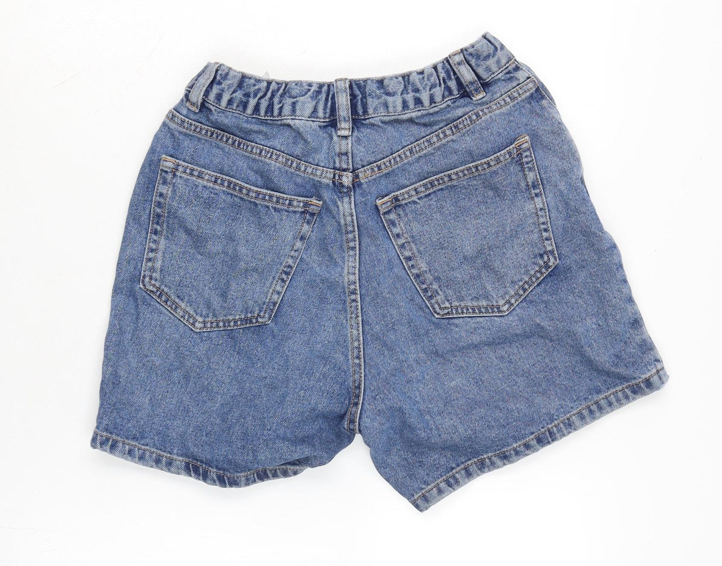 Pull&Bear Womens Blue Cotton Basic Shorts Size 8 Regular Zip