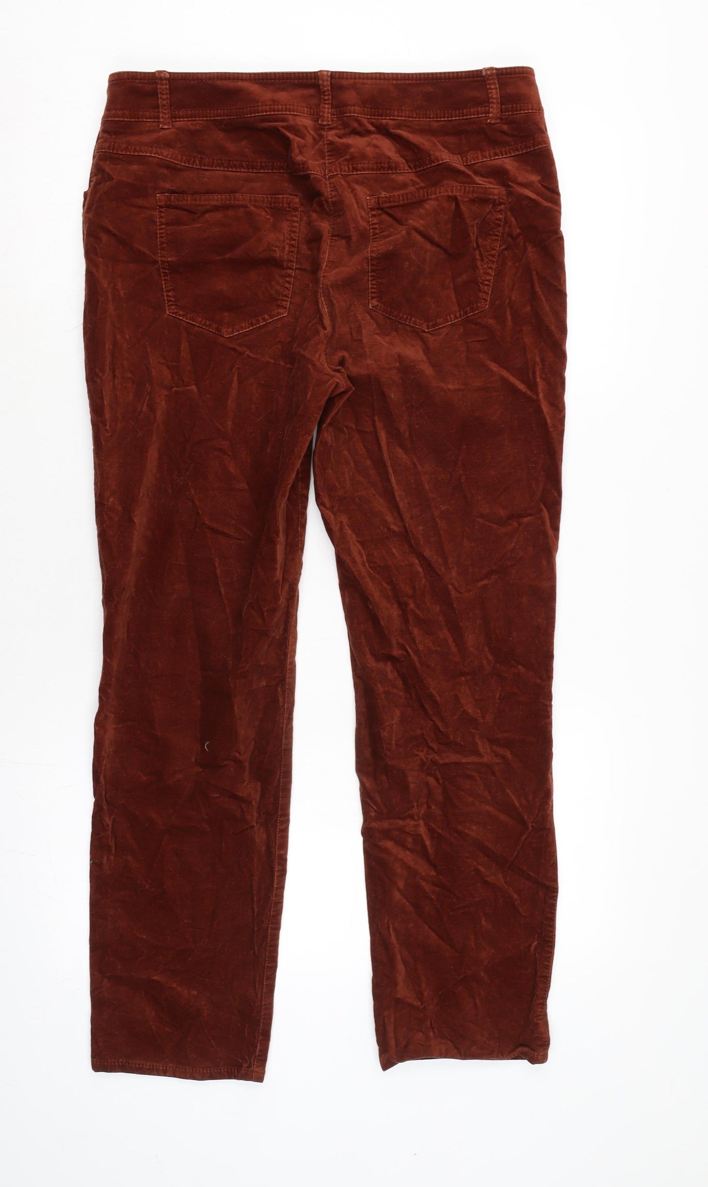 Gerry Weber Womens Brown Cotton Trousers Size 16 L26 in Regular Zip