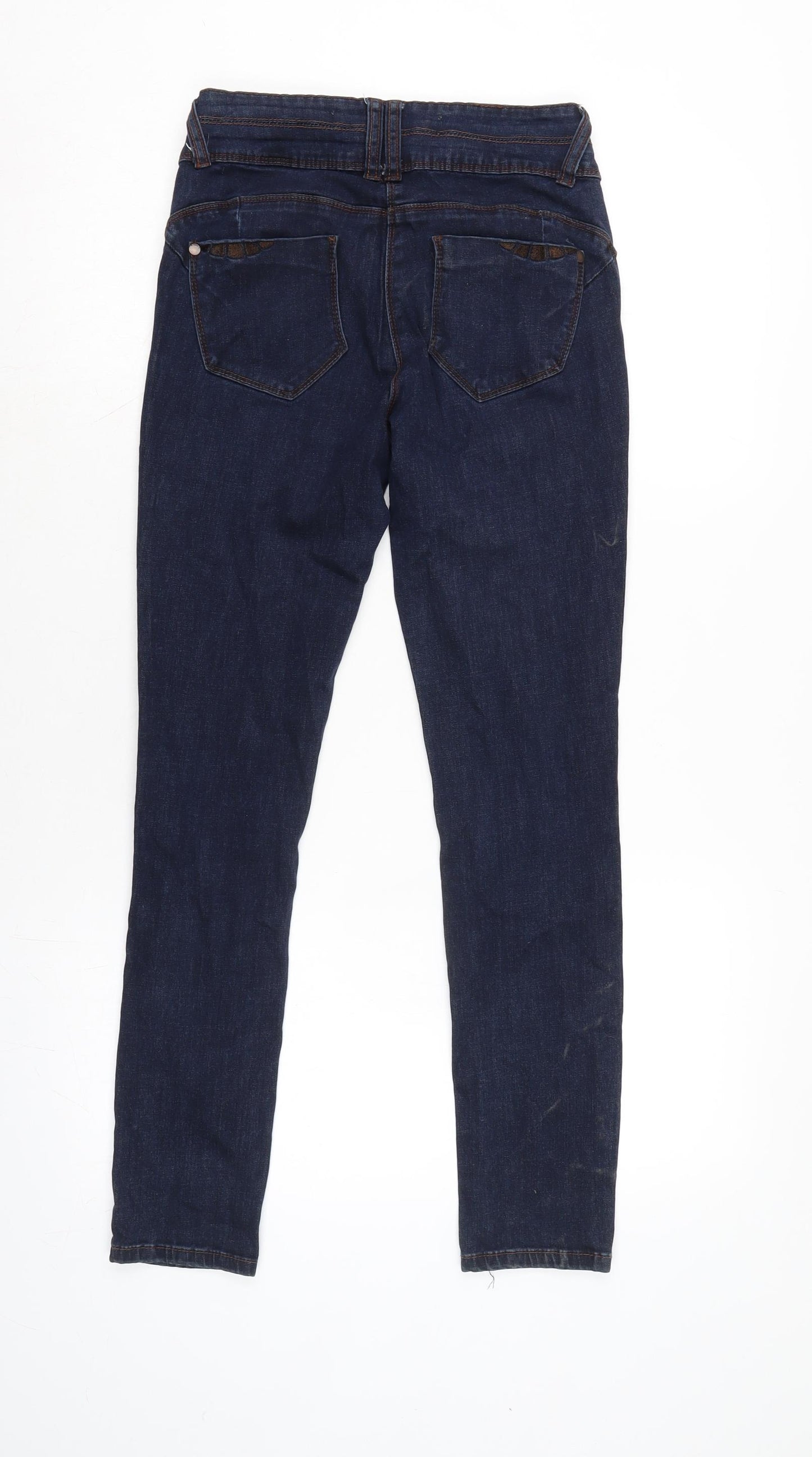 NEXT Womens Blue Cotton Blend Skinny Jeans Size 8 L27.5 in Regular Zip