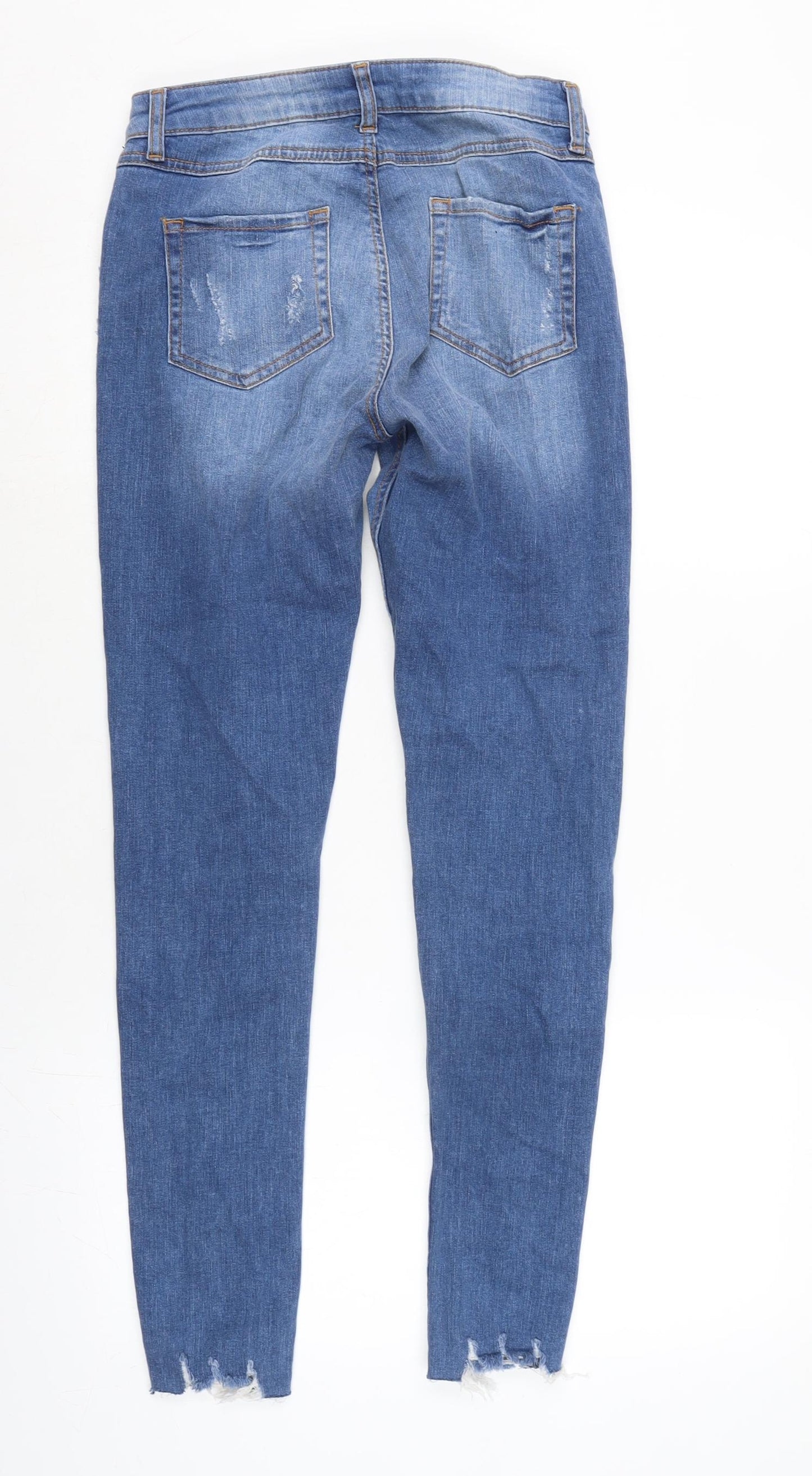 Denim & Co. Womens Blue Cotton Blend Tapered Jeans Size 10 L28.5 in Regular Zip