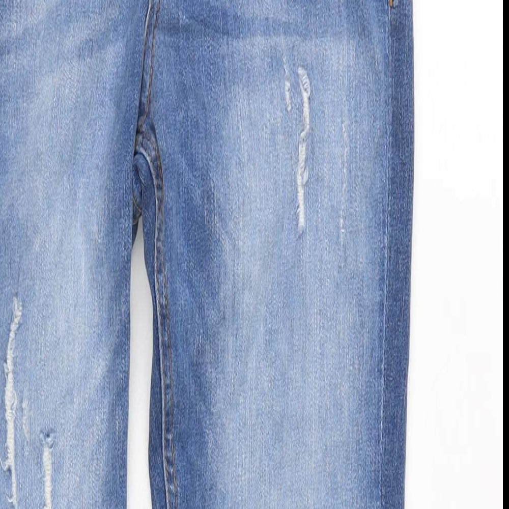 Denim & Co. Womens Blue Cotton Blend Tapered Jeans Size 10 L28.5 in Regular Zip