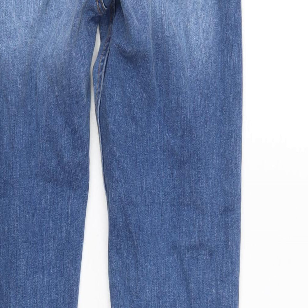 Denim & Co. Womens Blue Cotton Blend Tapered Jeans Size 10 L28.5 in Regular Zip