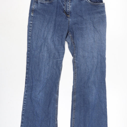 Marks and Spencer Womens Blue Cotton Bootcut Jeans Size 10 L27.5 in Regular Zip