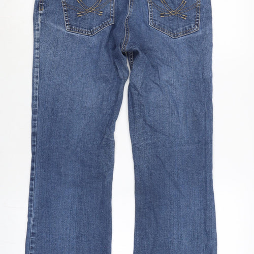 Marks and Spencer Womens Blue Cotton Bootcut Jeans Size 10 L27.5 in Regular Zip