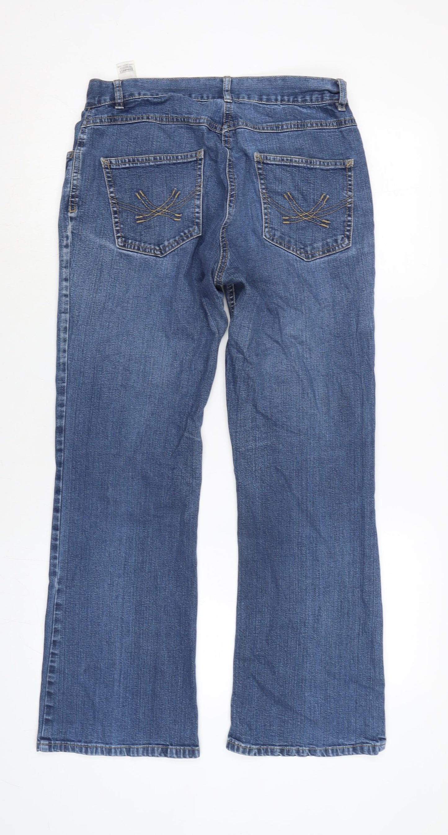 Marks and Spencer Womens Blue Cotton Bootcut Jeans Size 10 L27.5 in Regular Zip