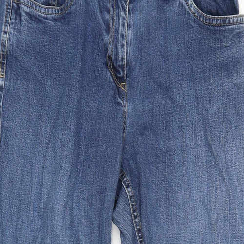 Marks and Spencer Womens Blue Cotton Bootcut Jeans Size 10 L27.5 in Regular Zip