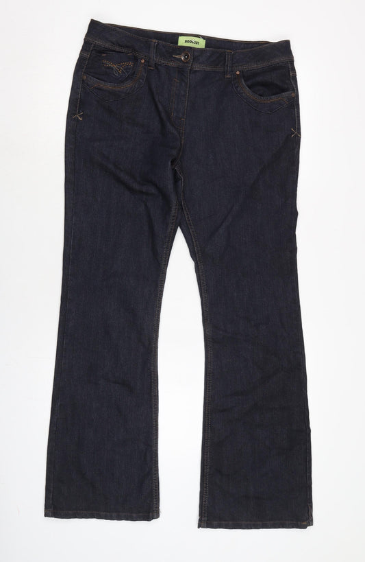 George Womens Blue Cotton Blend Bootcut Jeans Size 14 L31 in Regular Zip