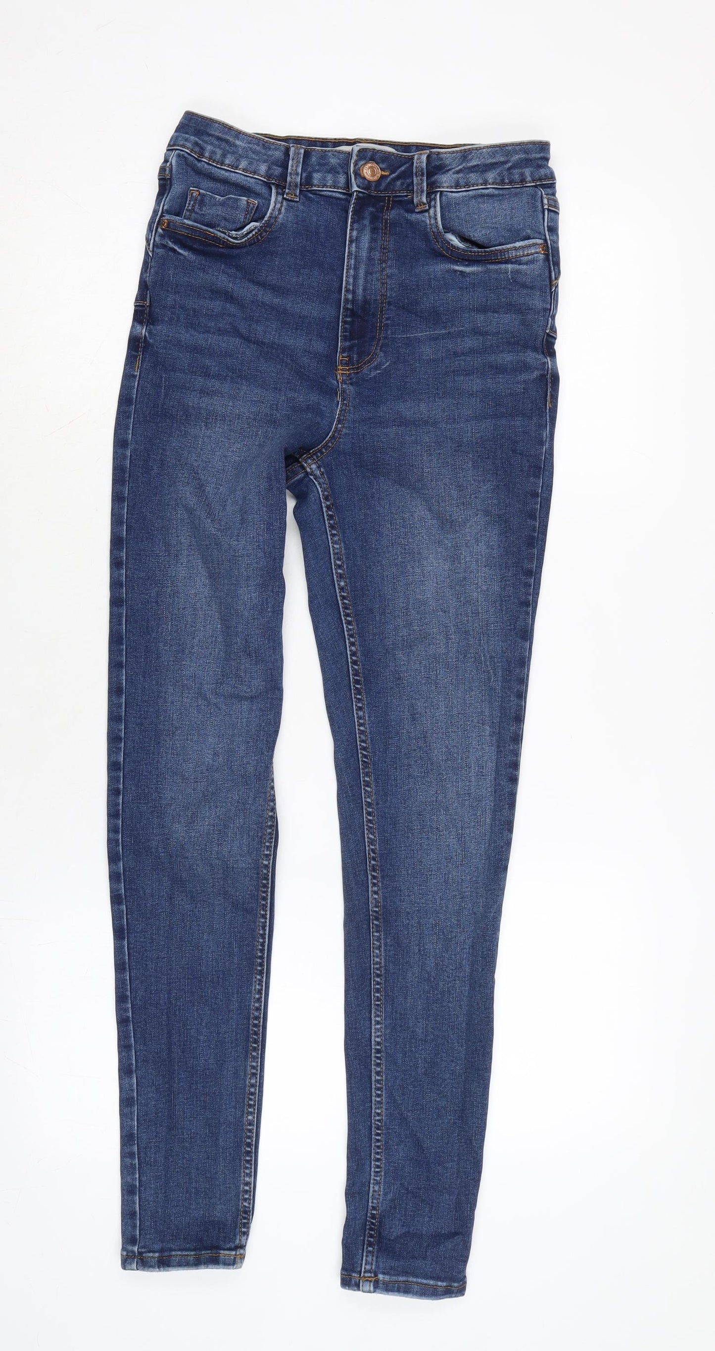 New Look Womens Blue Cotton Blend Skinny Jeans Size 12 L29 in Regular Zip