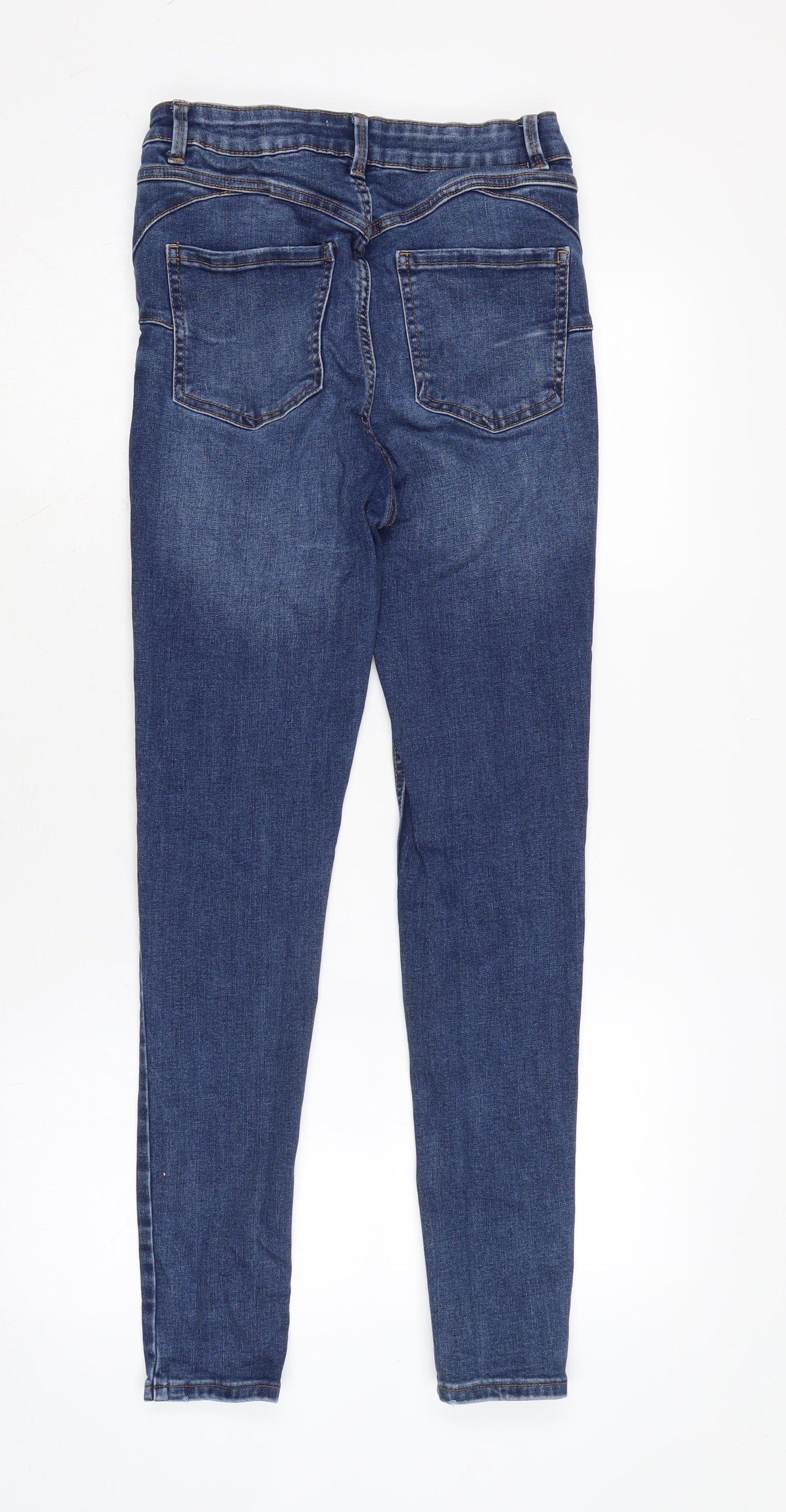 New Look Womens Blue Cotton Blend Skinny Jeans Size 12 L29 in Regular Zip