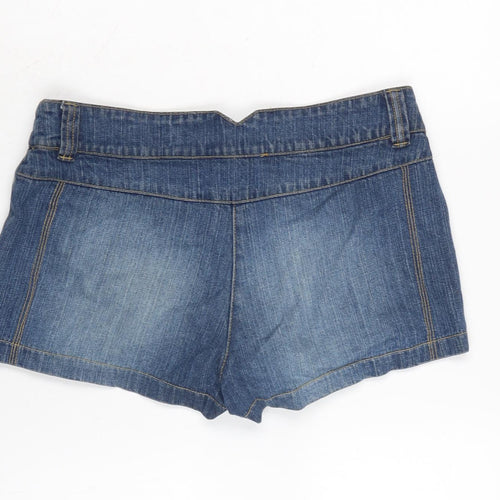 Papaya Womens Blue Cotton Basic Shorts Size 12 Regular Zip